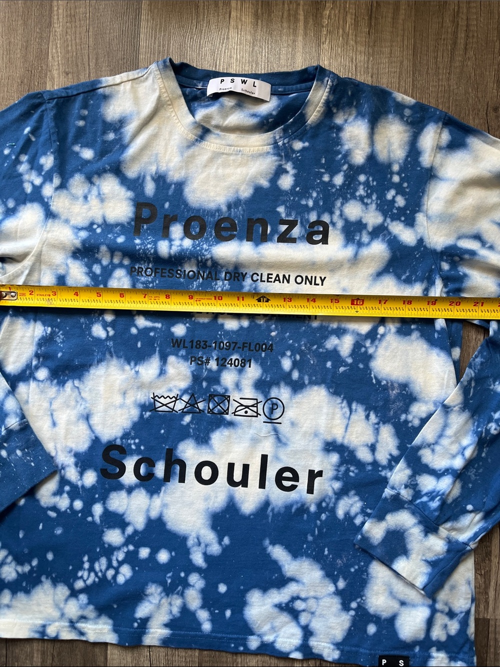 Proenza Schouler Blue & White Tie-Dye Graphic Long Sleeve Tee - Picture 4 of 5